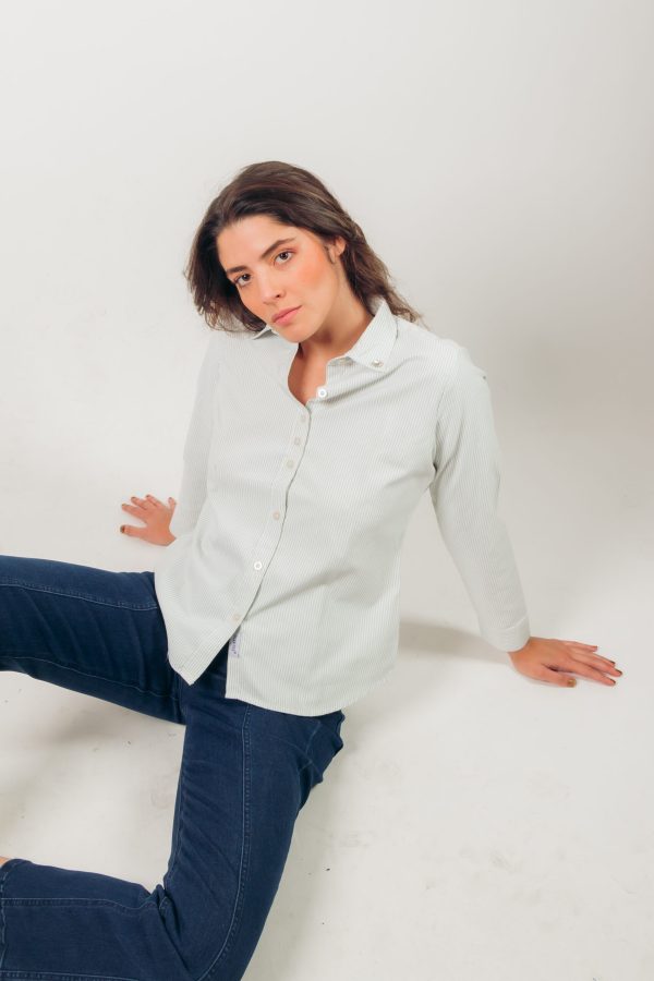 Camisa verde rayas piedras - Imagen 2