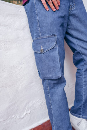 Pantalon jean cargo azul