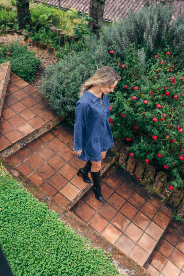 Vestido Denim Crop - Imagen 3