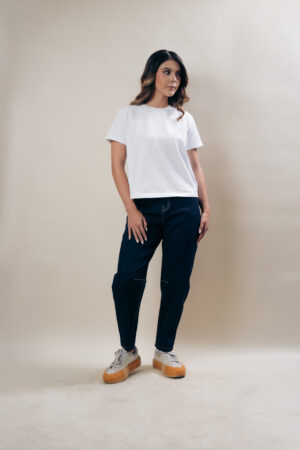 Camiseta Dama Blanca Cuello Redondo