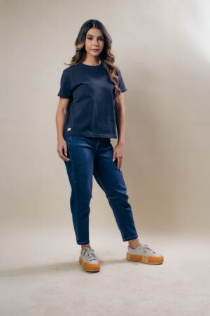 Camiseta Dama Azul Cuello Redondo