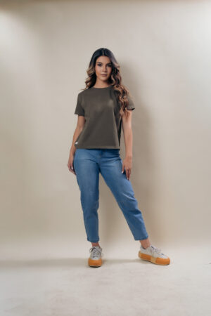 Camiseta Dama Verde Cuello Redondo