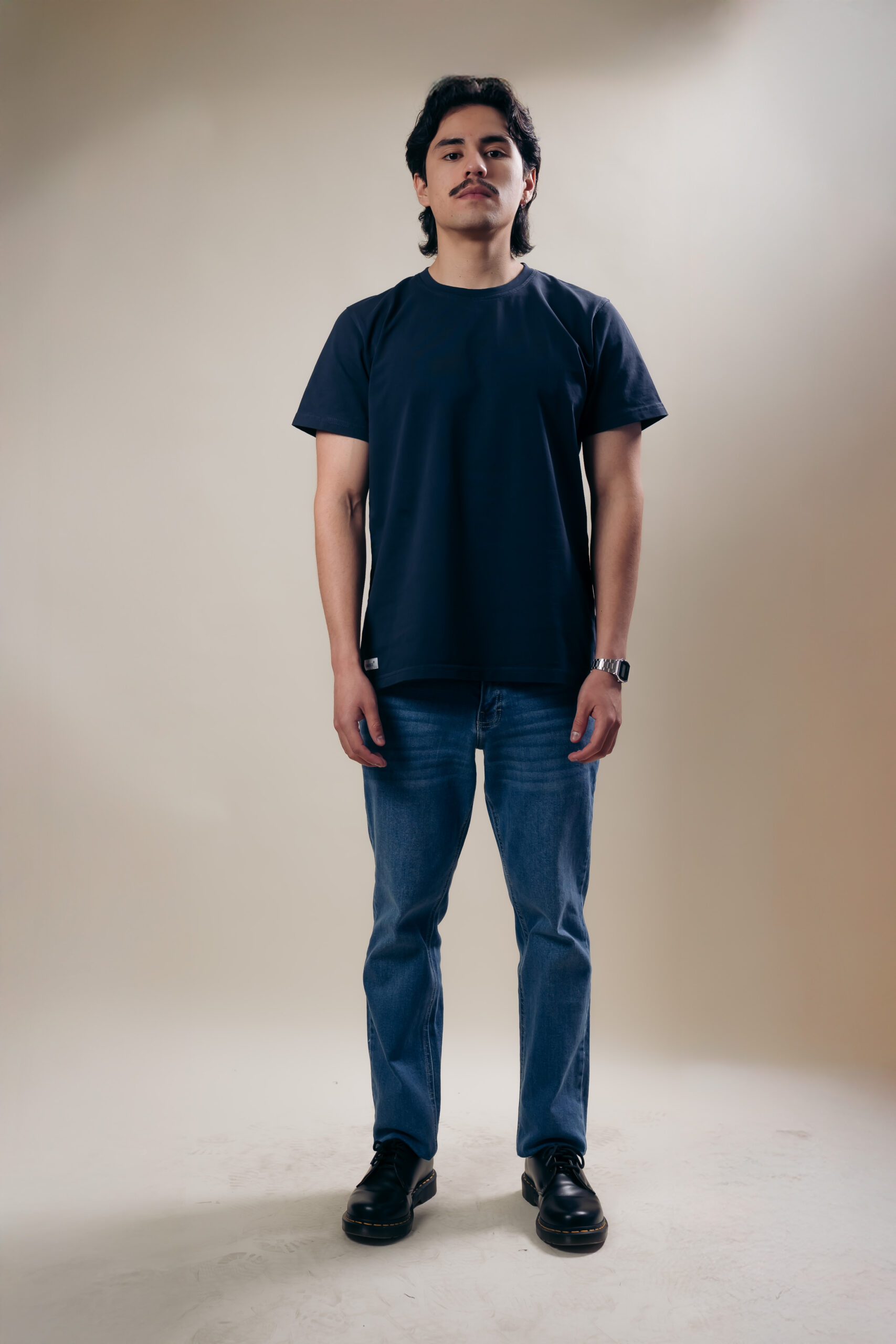 Camiseta Azul Cuello Redondo - Imagen 3