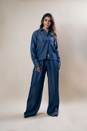 Camisa Dos Bolsillos Denim