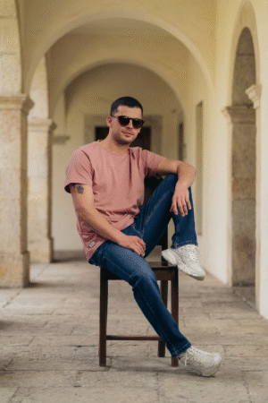 Camiseta Cuello Redondo Rosa