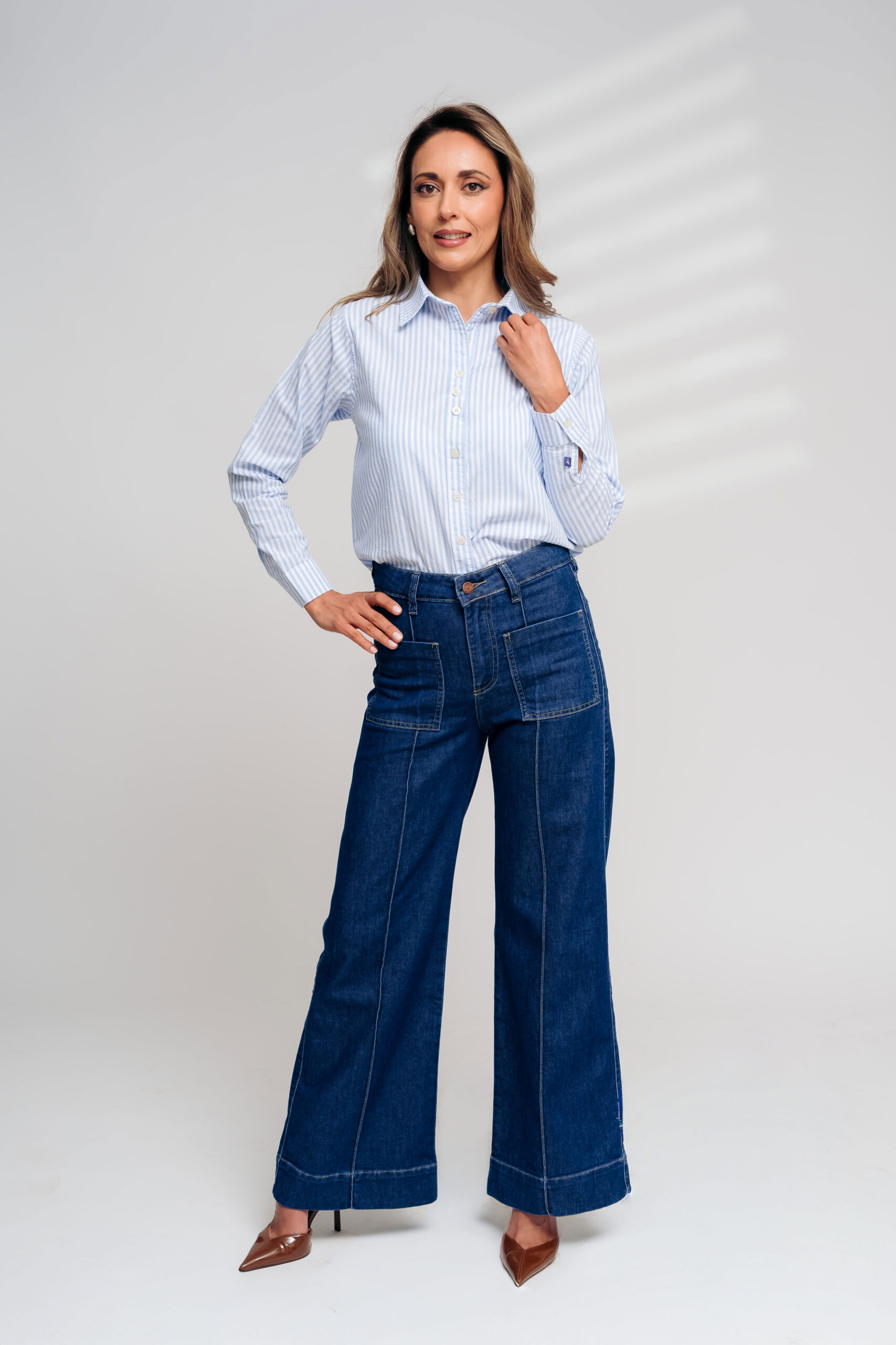 Wide Leg Bolsillo Cuadrado Azul - Imagen 2
