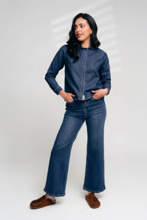 Blusa denim peter pan