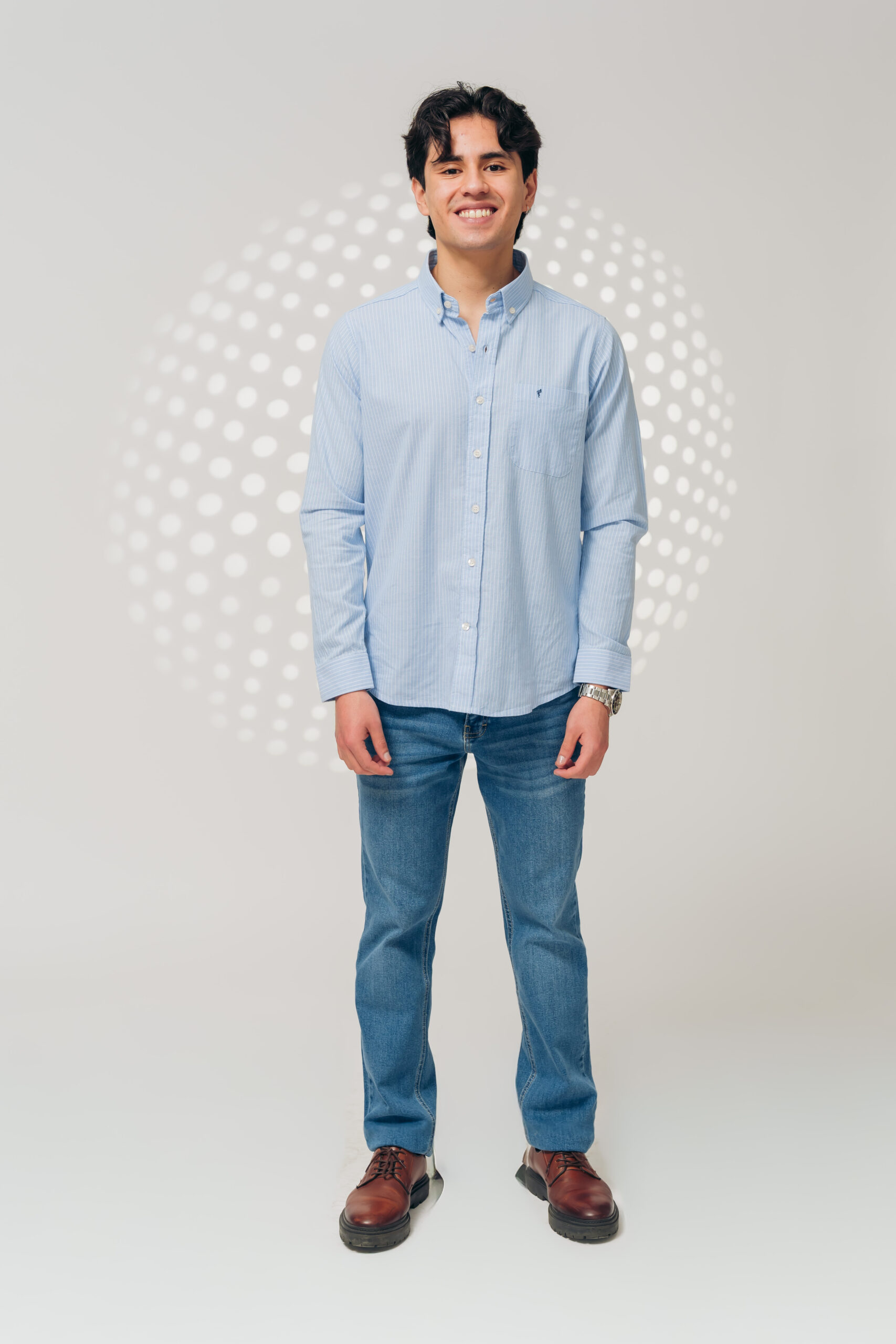 Camisa celeste lineal (lineas delgadas) - Imagen 3