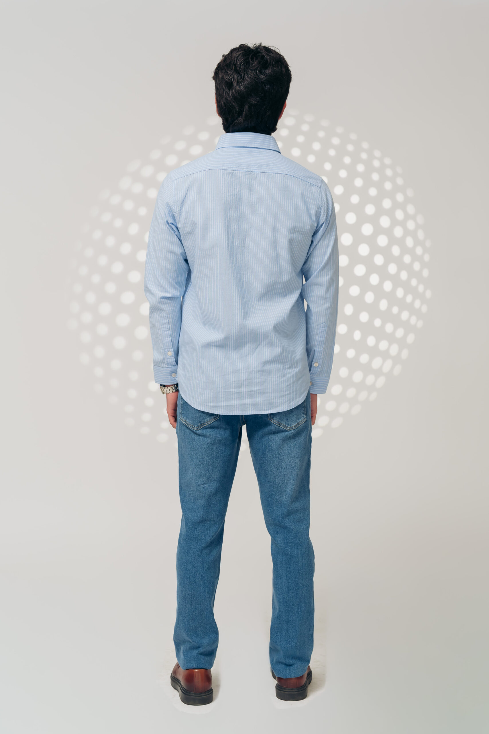 Camisa celeste lineal (lineas delgadas) - Imagen 2