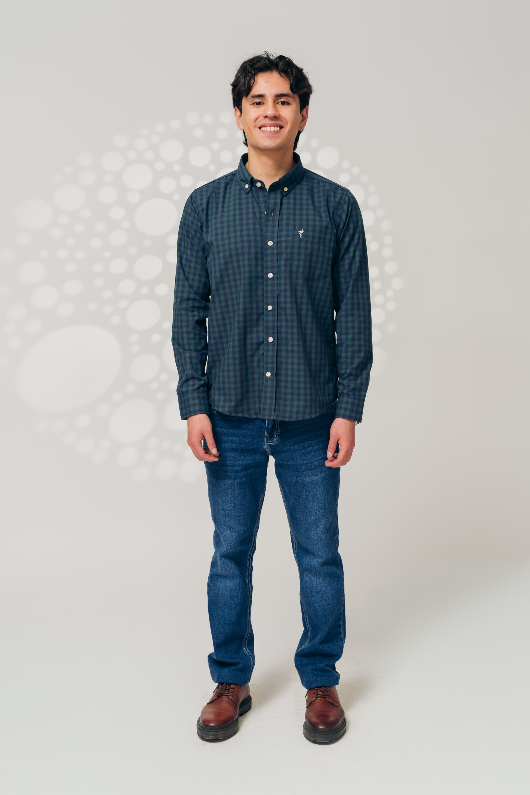 Camisa azul-verde cuadros - Imagen 2