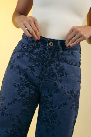 Wide leg denim floral