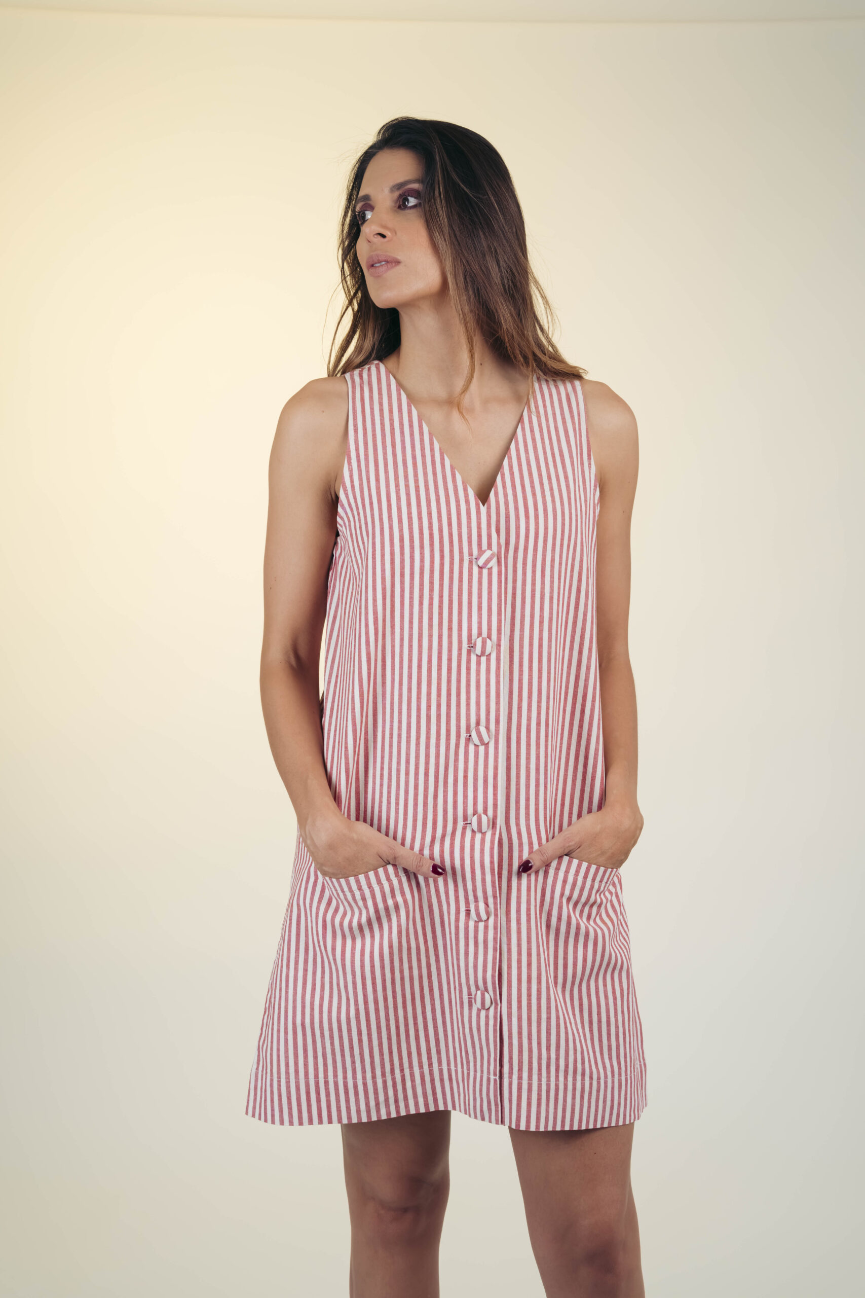 Vestido blazer rojo rayas